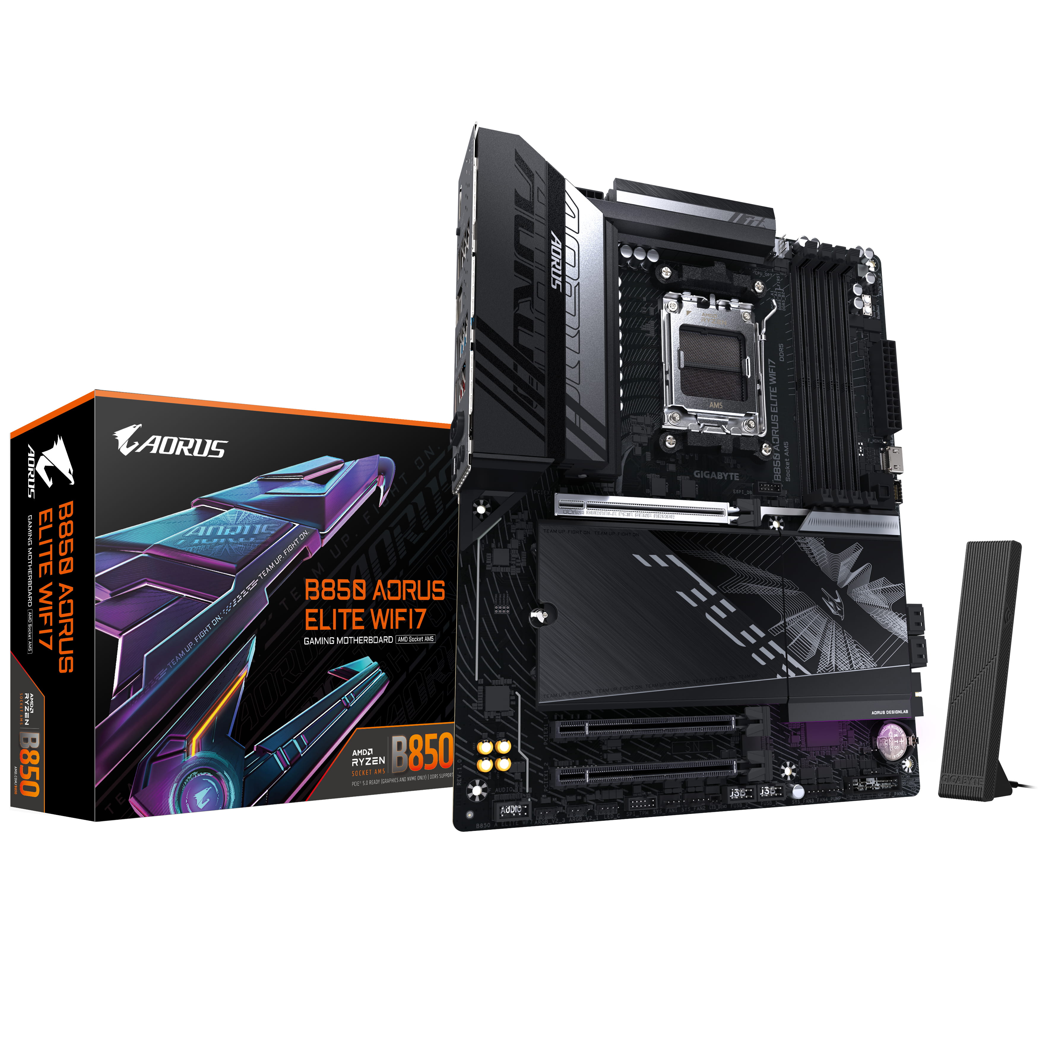 Gigabyte AORUS B850 ELITE WIFI7 - Motherboard - ATX - Socket AM5 - AMD B850 Chipsatz - USB-C 3.2 Gen 2x2, USB-C 3.2 Gen2, USB 3.2 Gen 2, USB 3.2 Gen 1 - Bluetooth, Wi-Fi 7, 2.5 Gigabit LAN - Onboard-Grafik (CPU erforderlich)