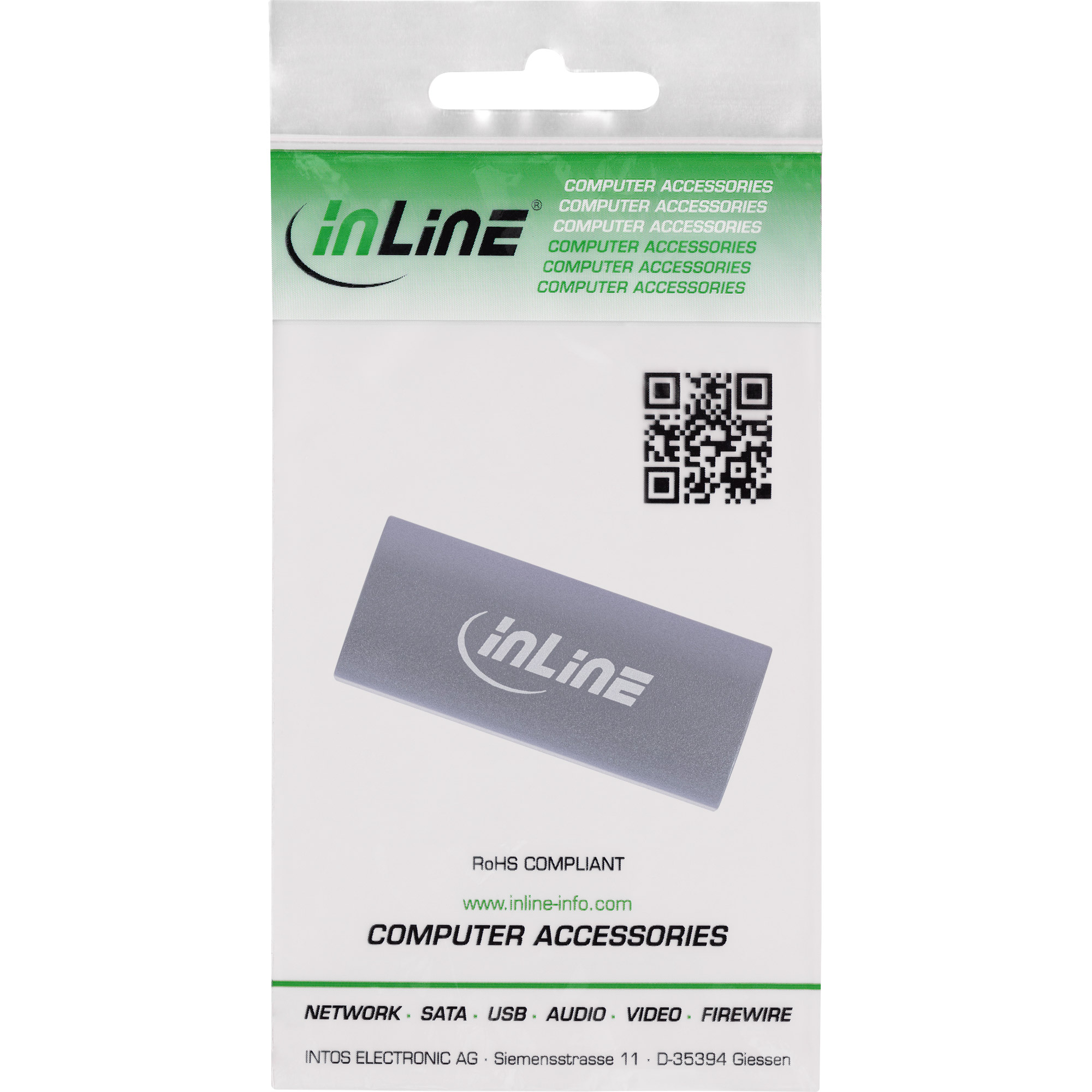 InLine USB4 Adapter - USB-C Buchse/Buchse - Aluminium - grau