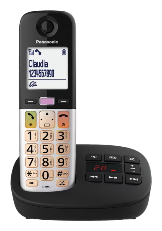 Panasonic KX-TGU432, DECT-Telefon, Kabelloses Mobilteil, Anrufer-Identifikation, Schwarz, Silber