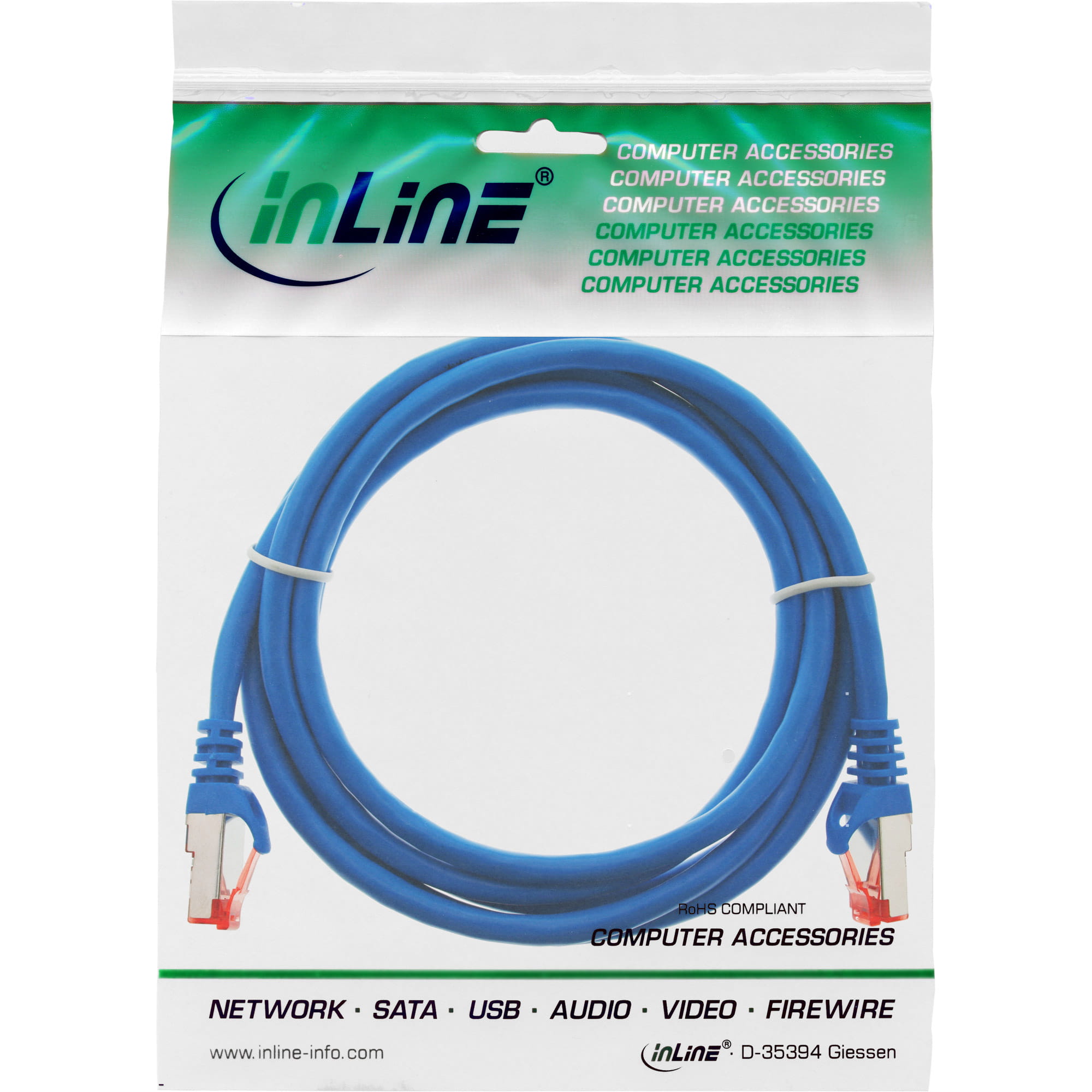 InLine Patchkabel - S/FTP (PiMf) - Cat.6 - 250MHz - PVC - Kupfer - blau - 2m