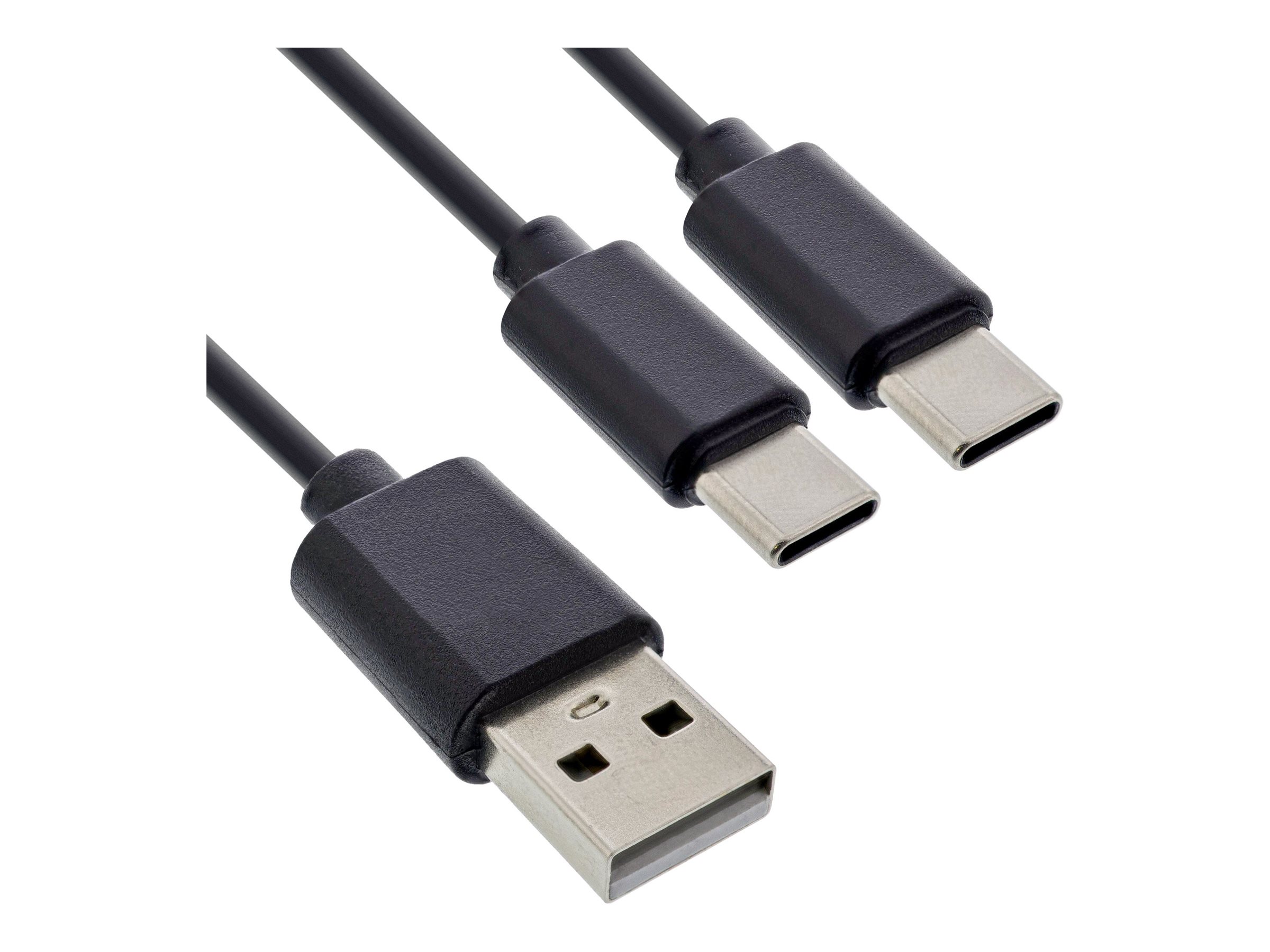 InLine USB 2in1 Y-Ladekabel - 1x USB-A Stecker an 2x USB-C Stecker - 1m