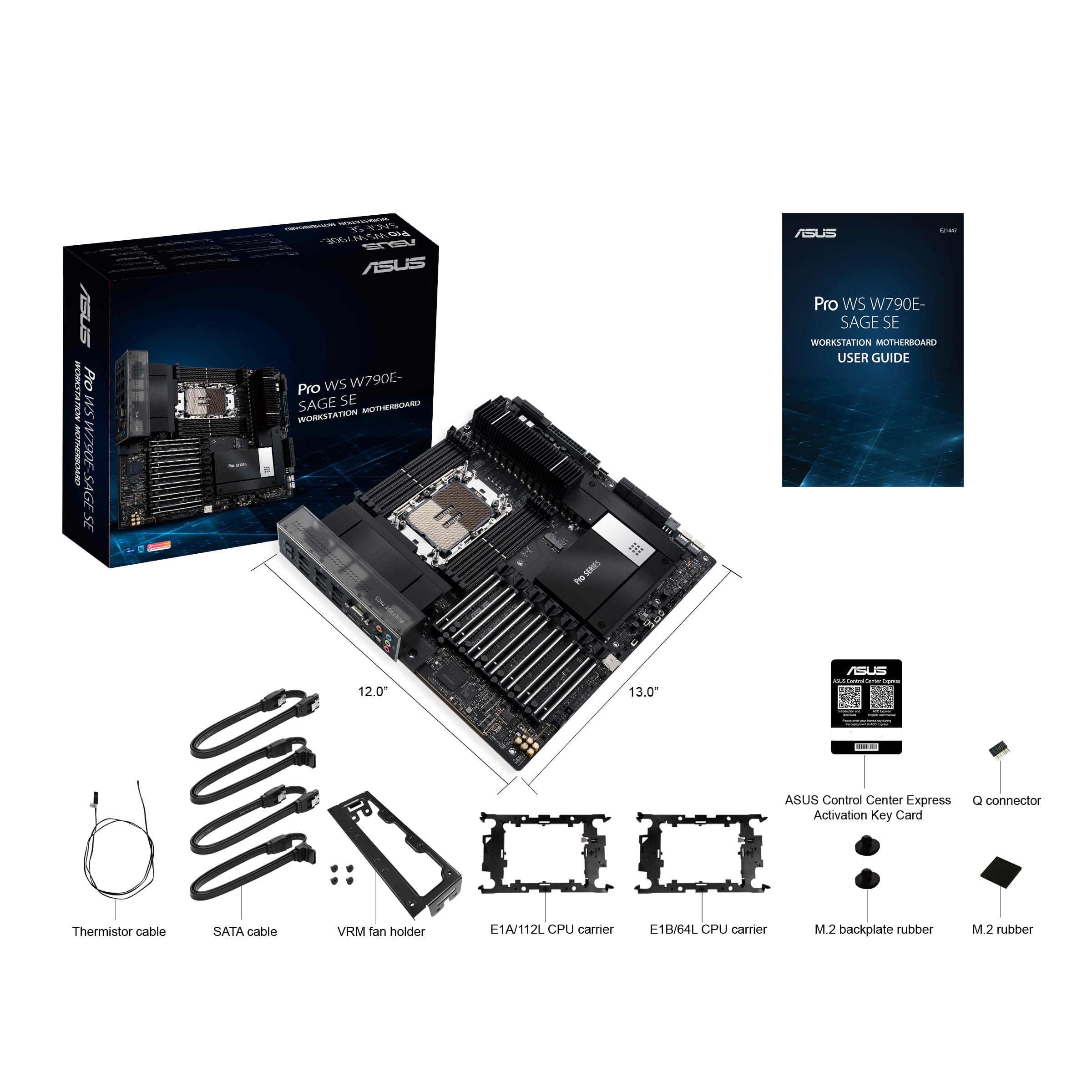 ASUS PRO WS W790E-SAGE SE - Motherboard - SSI EEB - LGA4677 Socket-E - W790 Chipsatz - USB-C 3.2 Gen 2x2, USB 3.2 Gen 2x2, USB-C 3.2 Gen2, USB 3.2 Gen 1 - 10 Gigabit LAN, Gigabit LAN - HD Audio (8-Kanal)