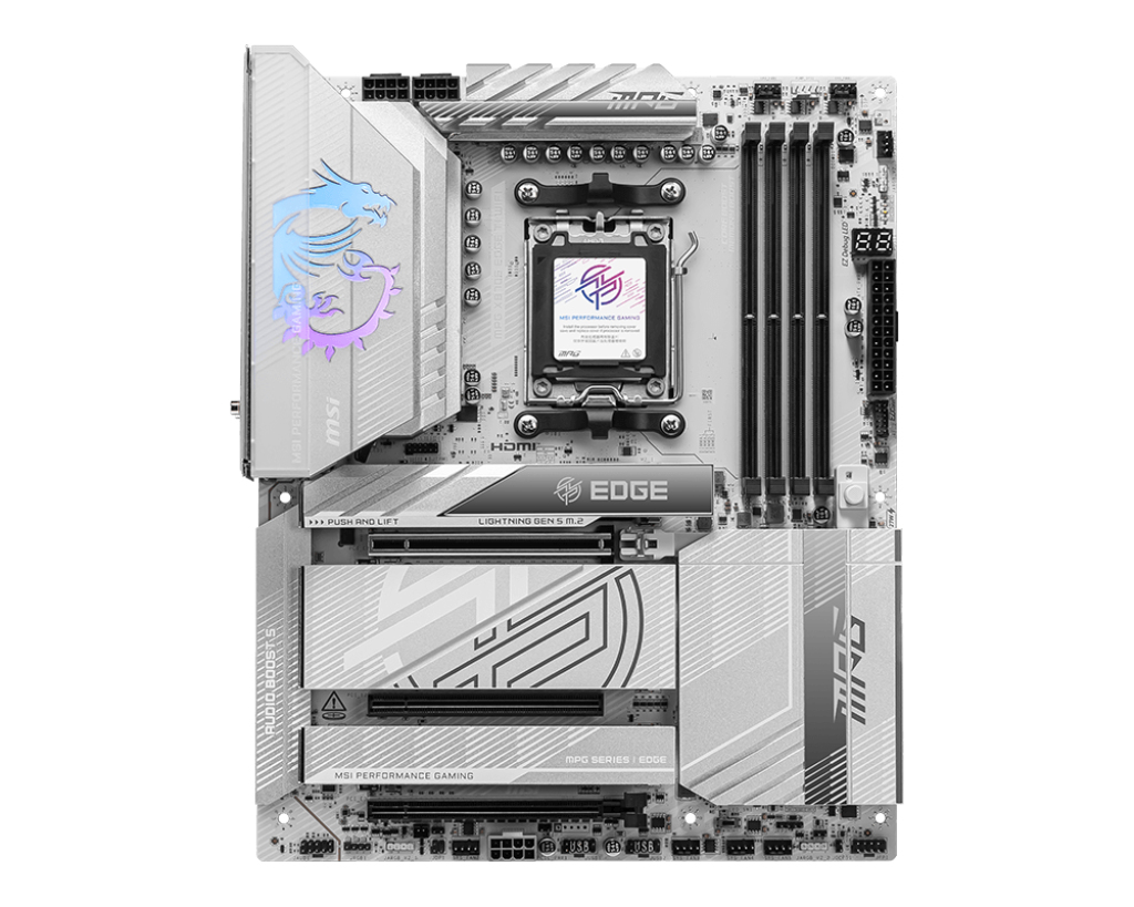 MSI MPG X870E EDGE TI WIFI - Motherboard - ATX - Socket AM5 - AMD X870E Chipsatz - USB4, USB-C 3.2 Gen 2x2, USB-C 3.2 Gen2, USB 3.2 Gen 2, USB 3.2 Gen 1 - 5 Gigabit Ethernet, Wi-Fi 7, Bluetooth - Onboard-Grafik (CPU erforderlich)
