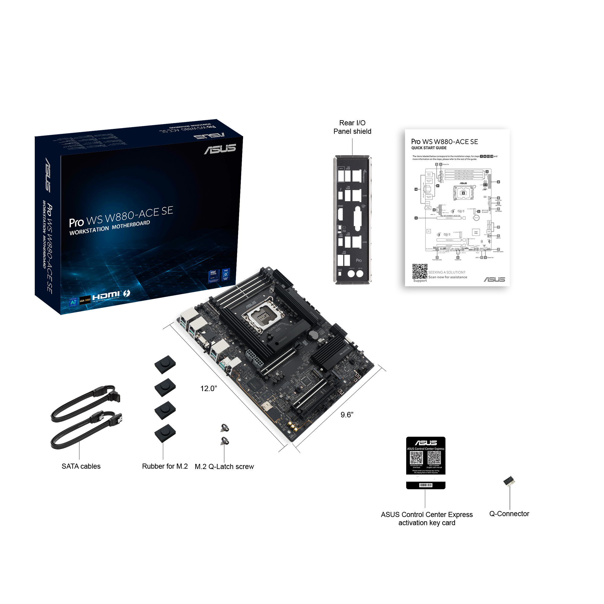 ASUS Pro WS W880-ACE SE - Motherboard - ATX - LGA1851 Sockel - W880 Chipsatz - USB4, USB 3.2 Gen 2x2, USB 3.2 Gen 2, USB 3.2 Gen 1 - 2 x 2.5 Gigabit LAN, Gigabit LAN - Onboard-Grafik - HD Audio (8-Kanal)