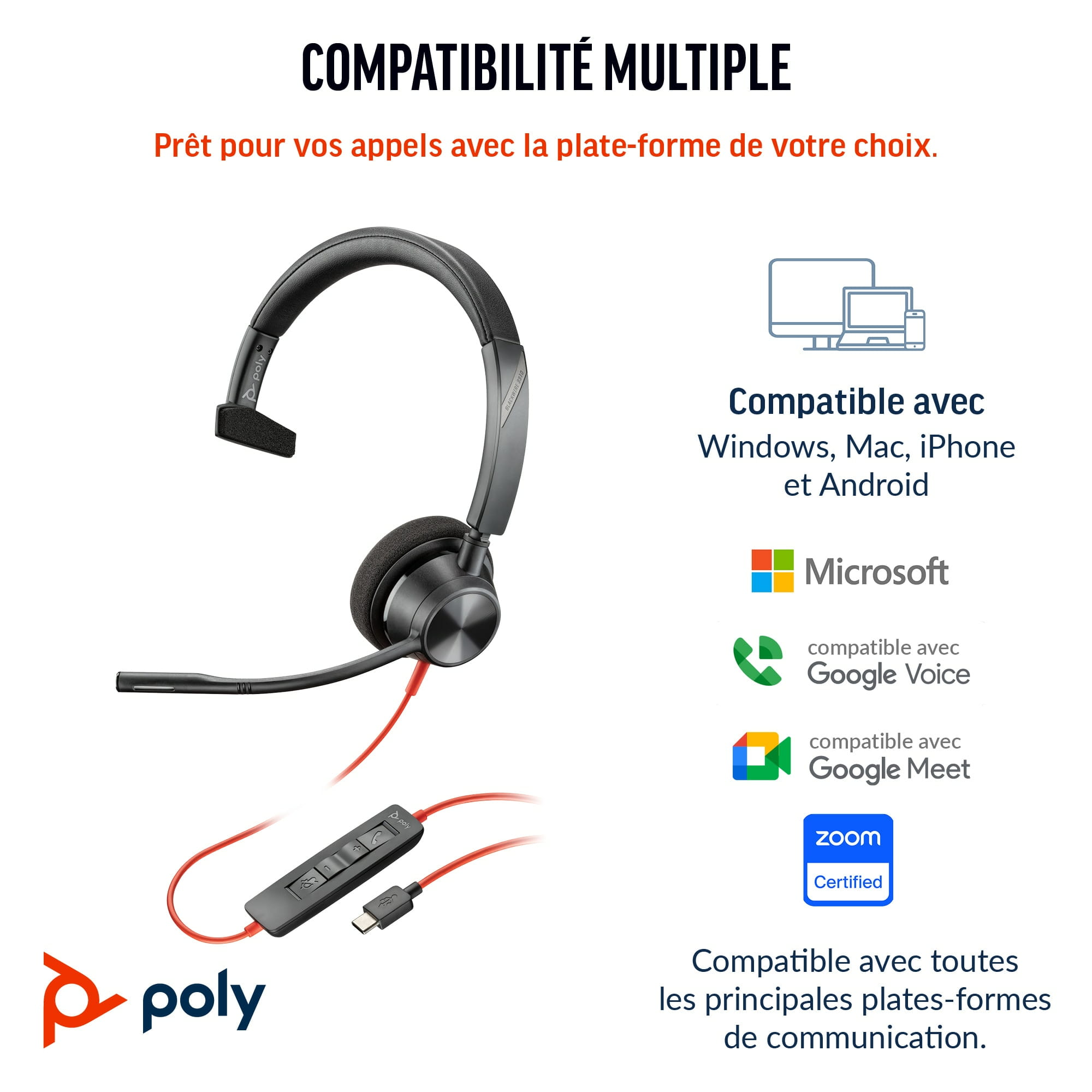 Poly Blackwire 3310 - Blackwire 3300 series - Headset Poly Blackwire 3310 - Blackwire 3300 series - Headset