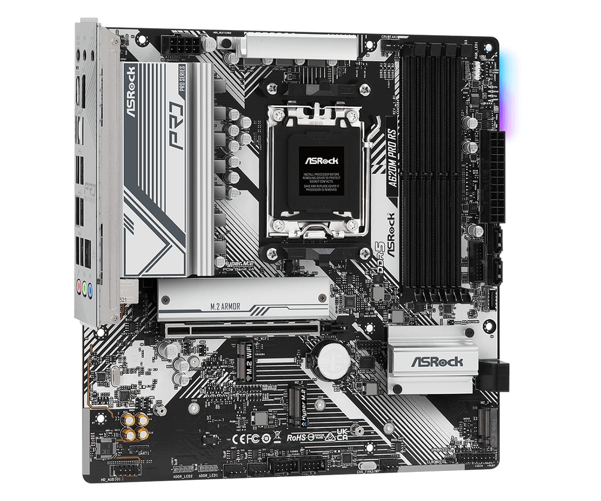 ASRock A620M PRO RS - Motherboard - micro ATX - Socket AM5 - AMD A620 Chipsatz - USB 3.2 Gen 1, USB-C 3.2 Gen 1 - Gigabit LAN - Onboard-Grafik (CPU erforderlich)