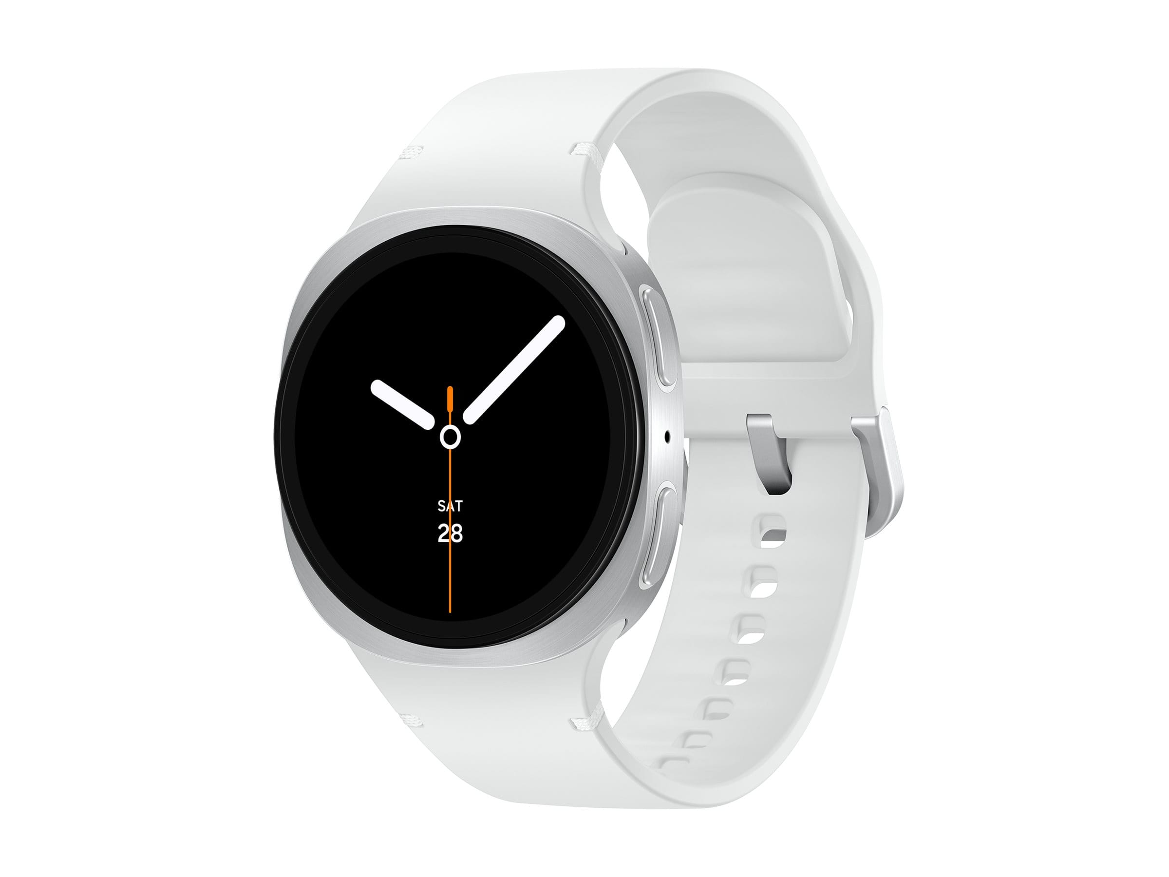 Samsung Galaxy Watch8 - 40 mm - silber - intelligente Uhr mit Sportband - Gummi - weiß - Bandgröße: S/M - Anzeige 3.4 cm (1.34")