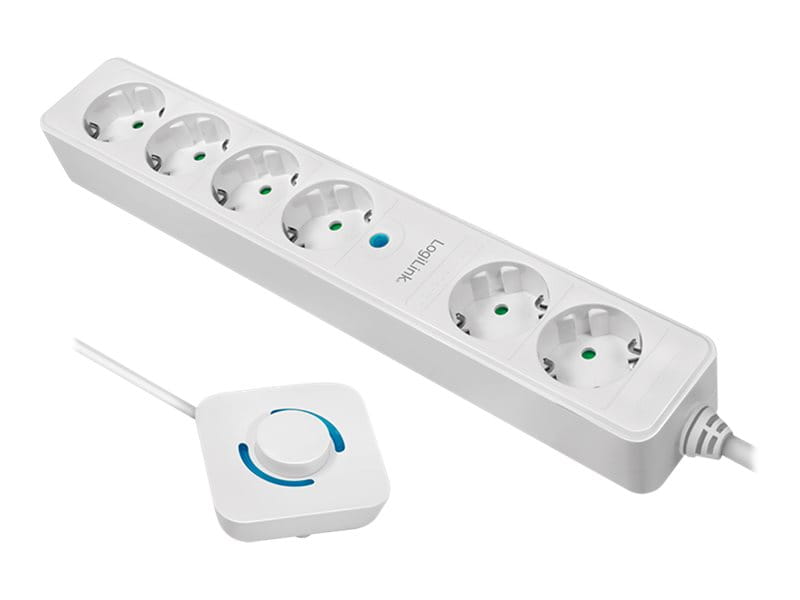 LogiLink Steckdosenleiste - Wechselstrom 230 V - 3500 Watt - Ausgangsanschlüsse: 6 (6 x Leistungs-CEE 7/3)