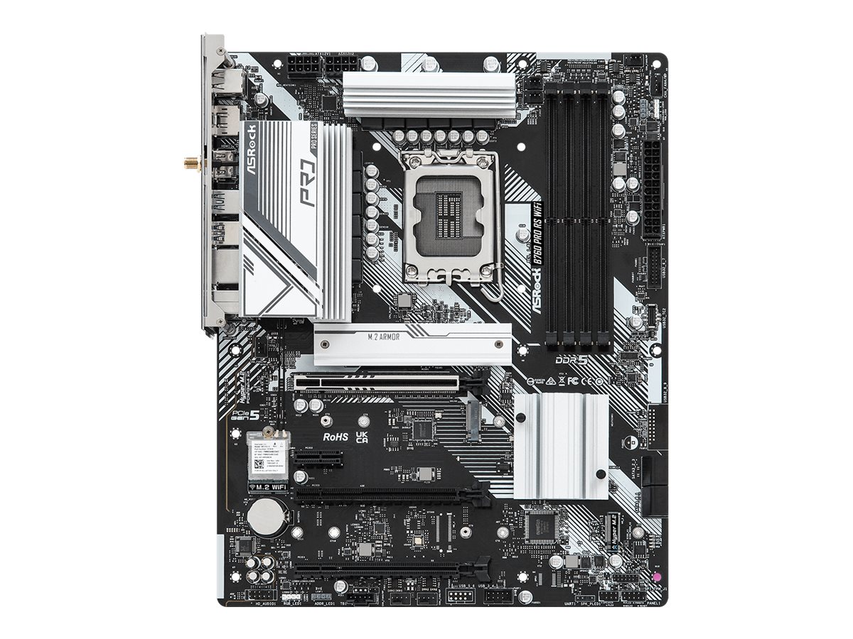 ASRock B760 Pro RS WiFi - Motherboard - ATX - LGA1700 Sockel - B760 Chipsatz - USB-C 3.2 Gen2, USB 3.2 Gen 2, USB 3.2 Gen 1 - 2.5 Gigabit LAN, Wi-Fi 6E, Bluetooth - Onboard-Grafik (CPU erforderlich)