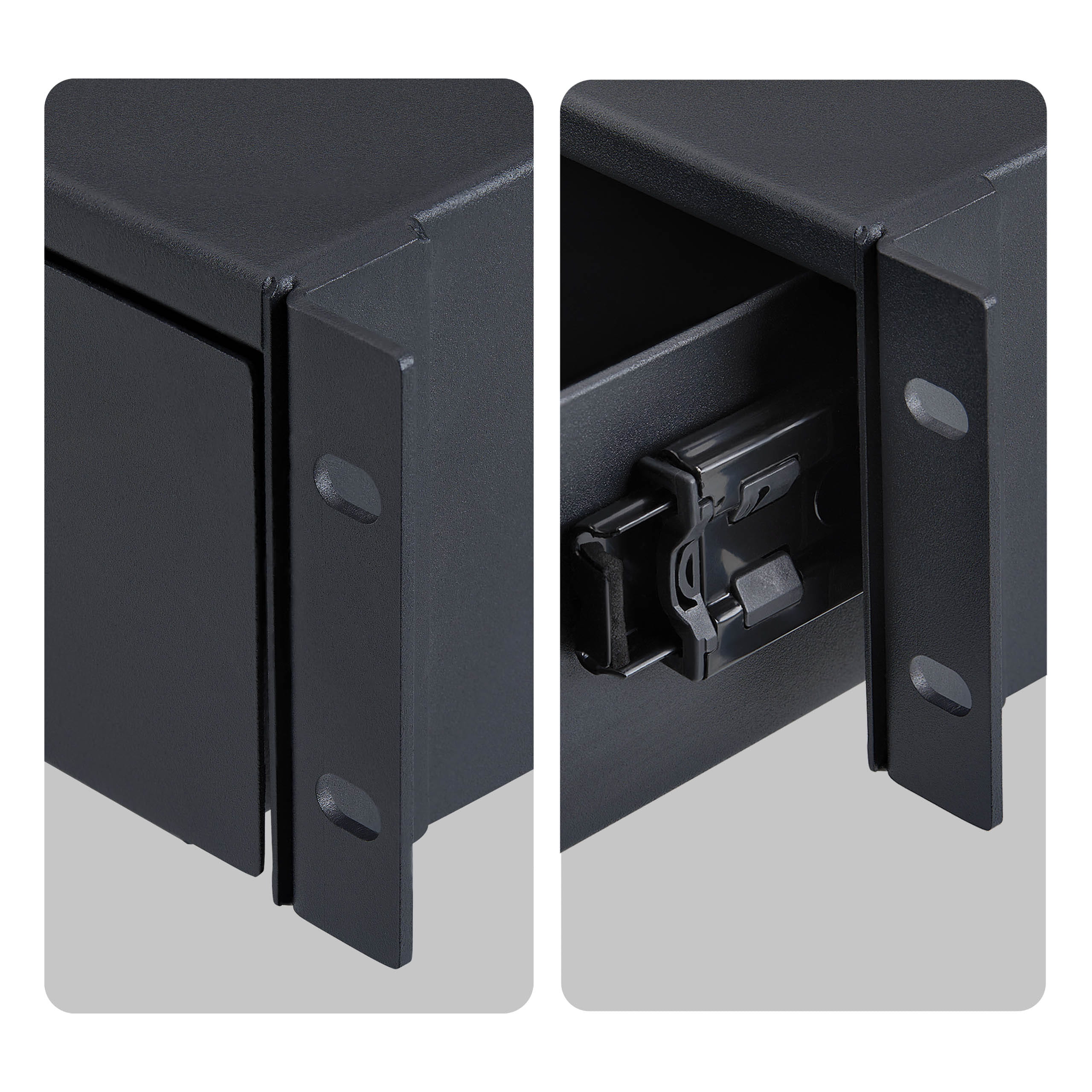 StarTech.com Startech - Rack Storage Drawer - rear cable pass-through holes, keys included, lockable, steel, 10 kg capacity - Vorderseite - Schrankmontage, Rack montierbar - Schwarz - 2U - 48.3 cm (19")