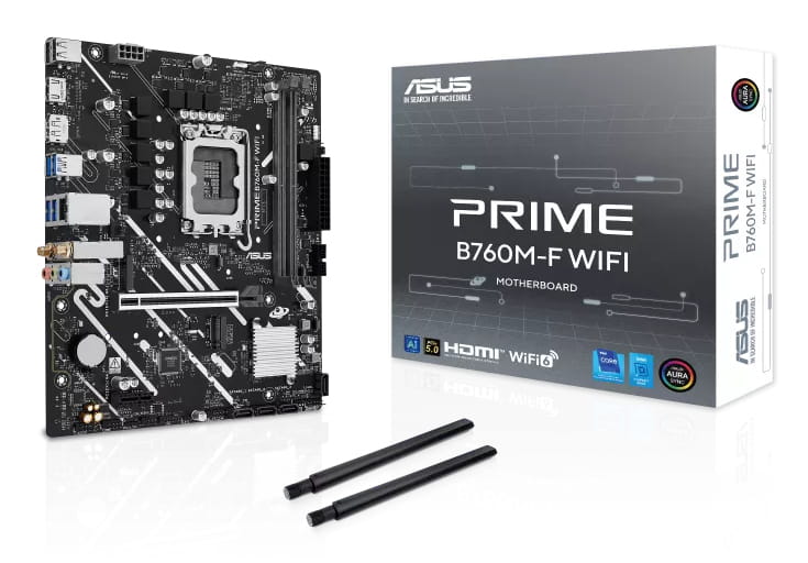 ASUS PRIME B760M-F WIFI - Motherboard - micro ATX - LGA1700 Sockel - B760 Chipsatz - USB 3.2 Gen 1 - Gigabit LAN, Wi-Fi 6, Bluetooth - Onboard-Grafik (CPU erforderlich)