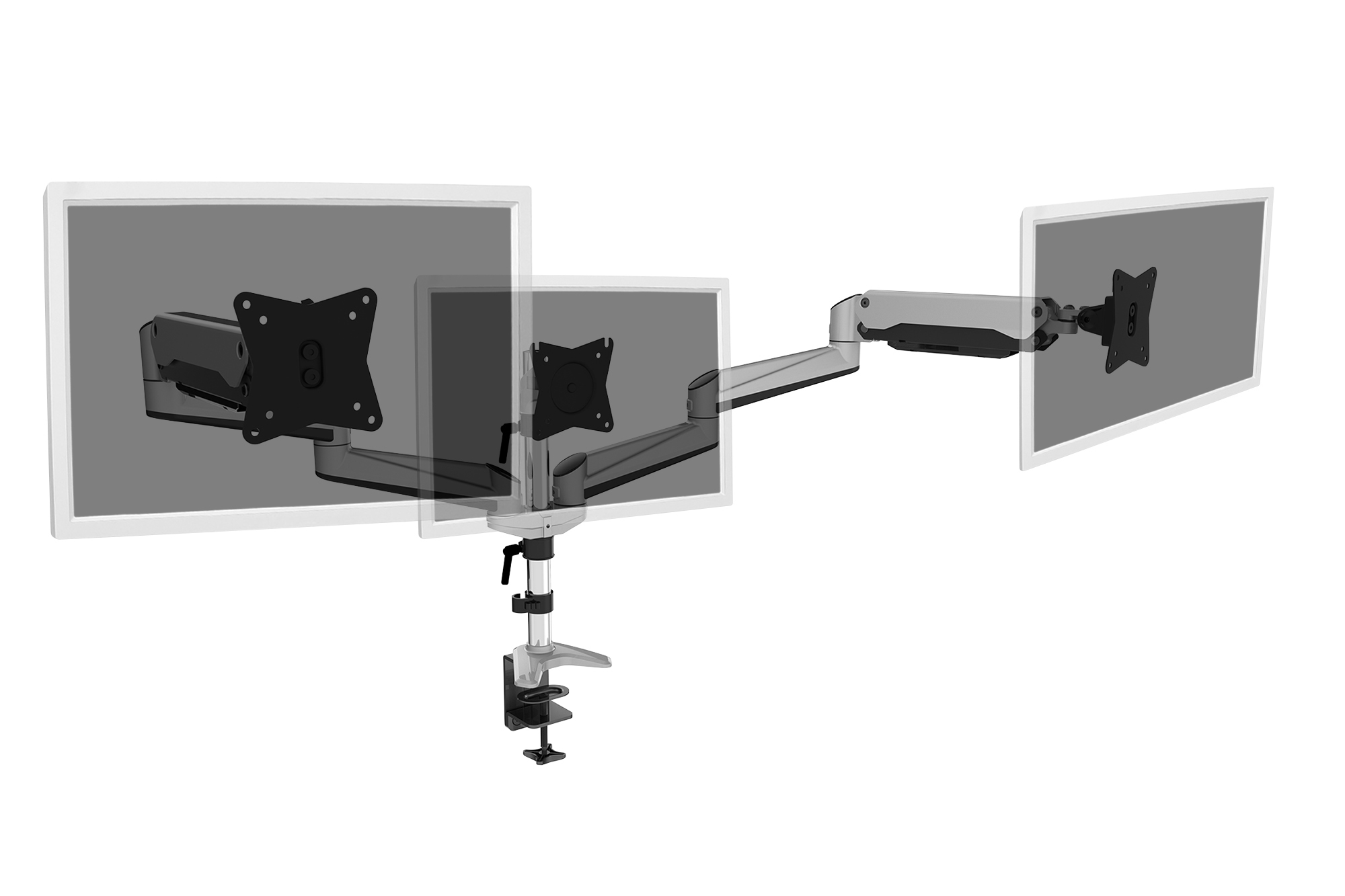 DIGITUS Triple Monitor - mit Gasdruckfeder und Klemmbefestigung