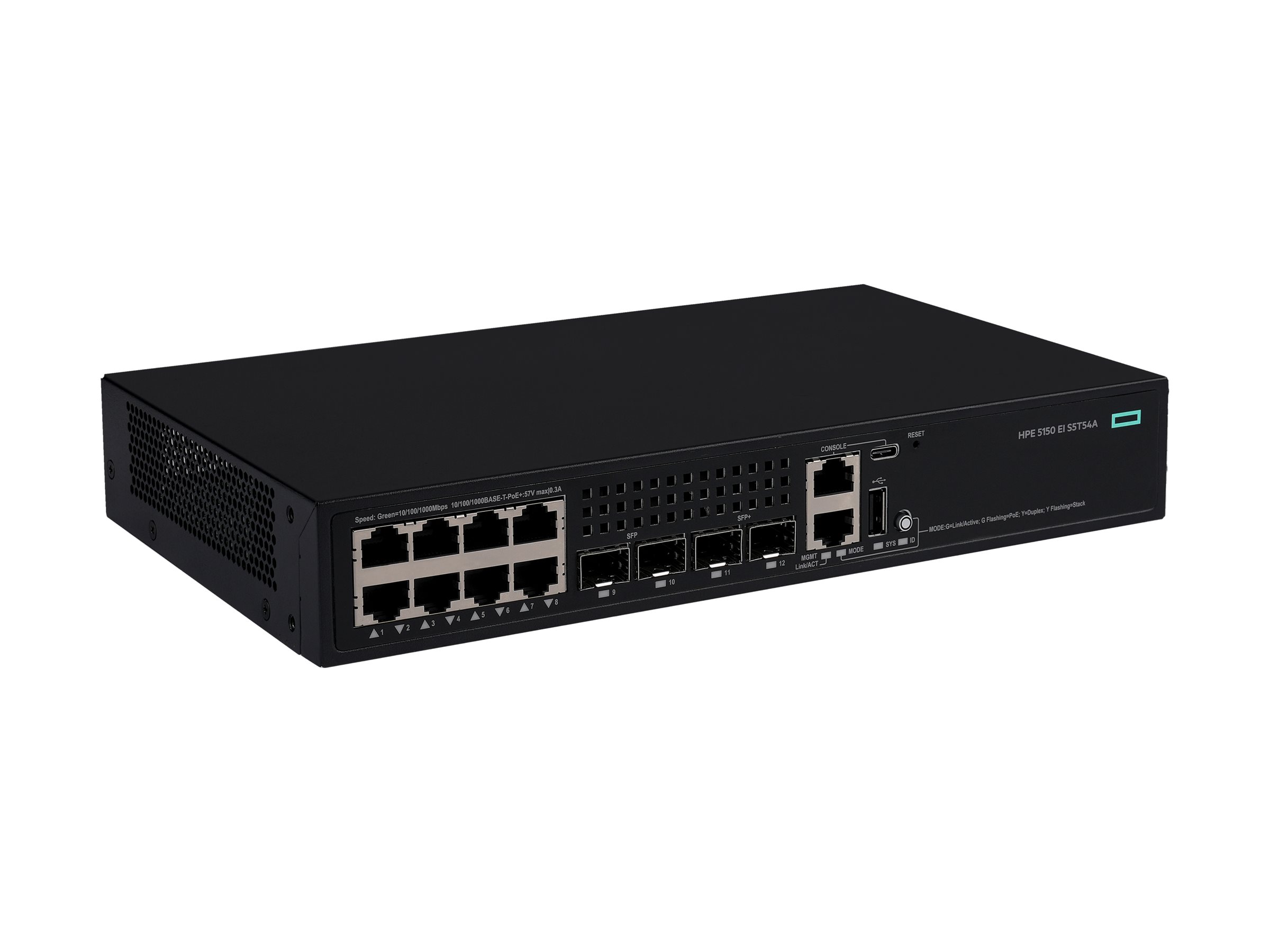 HPE Networking Comware 5150EI 8p 10M/100M/1G PoE+ 2p SFP 1G 2p SFP+ 1G/10G Switch - Switch - L3 - managed - 8 x 10/100/1000Base-T (PoE+)
