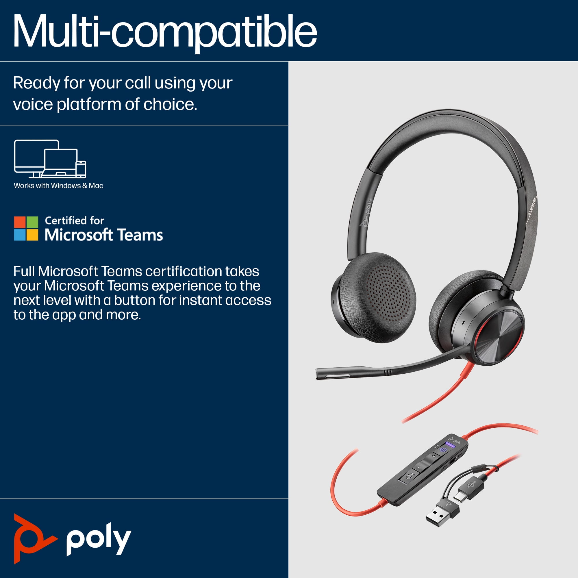 Poly Blackwire 8225 - Blackwire 8200 series - Headset Poly Blackwire 8225 - Blackwire 8200 series - Headset