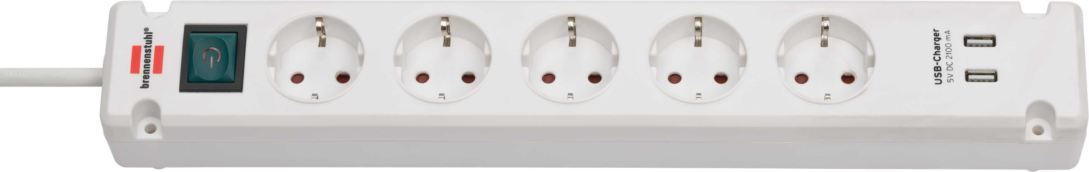 Brennenstuhl Bremounta - Steckdosenleiste - Ausgangsanschlüsse: 5 (2 x USB, 5 x Strom Typ F)