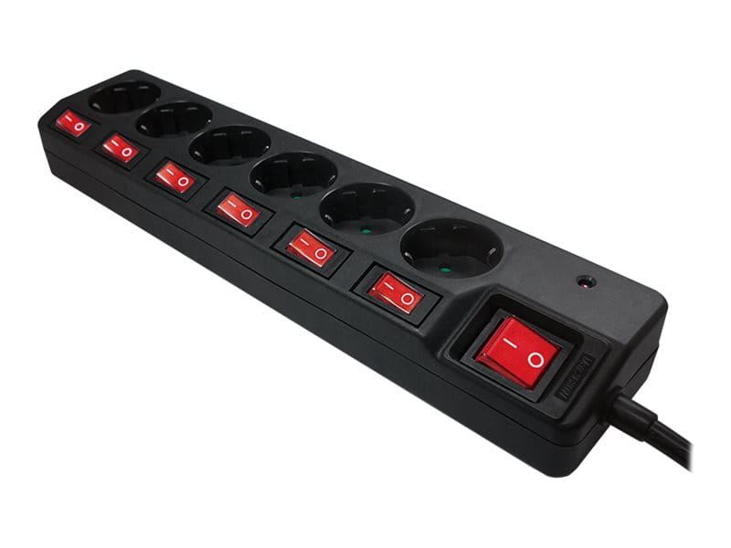 LogiLink Steckdosenleiste - Wechselstrom 250 V - 3680 Watt - Ausgangsanschlüsse: 6 (power CEE 7/3)