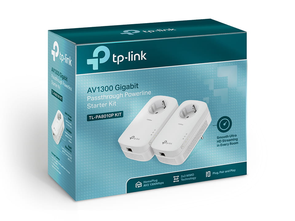 TP-LINK TL-PA8010P KIT - Starter Kit - Powerline Adapter 1GbE, HomePlug AV (HPAV)