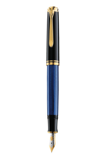 Pelikan Souverän® 400, Schwarz, Blau, Integriertes Befüllsystem, Gold/Rhodium, Fettdruck, Beidhändig, Deutschland