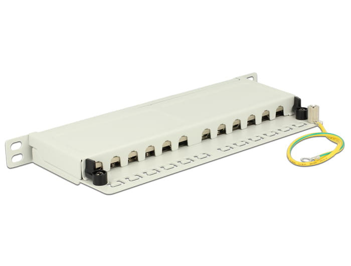 Delock Patch Panel - CAT 6a - RJ-45 X 12 - Hellgrau, RAL 7035 - 0.5U - 25.4 cm (10")