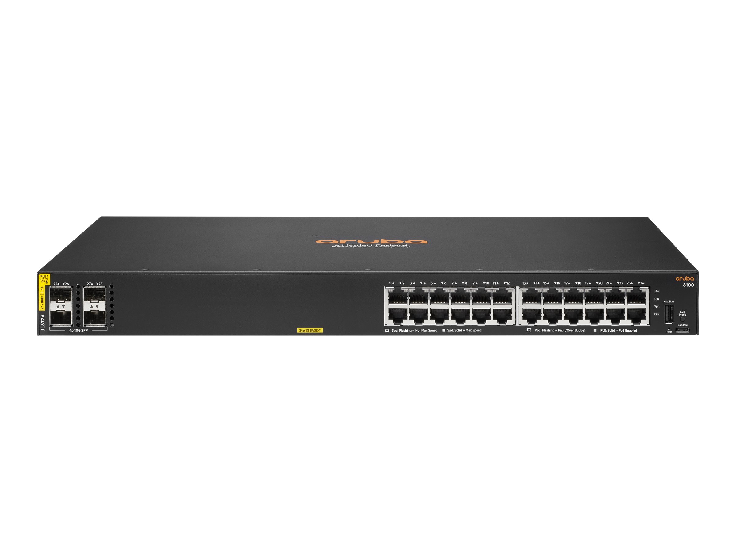 HPE Aruba Networking 6100 24G Class4 PoE 4SFP+ - Switch - managed - 24 x 10/100/1000 (PoE+)