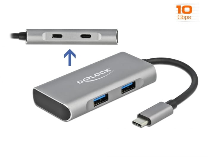 Delock Hub - 2 x USB 3.2 Gen 2 + 2 x USB-C