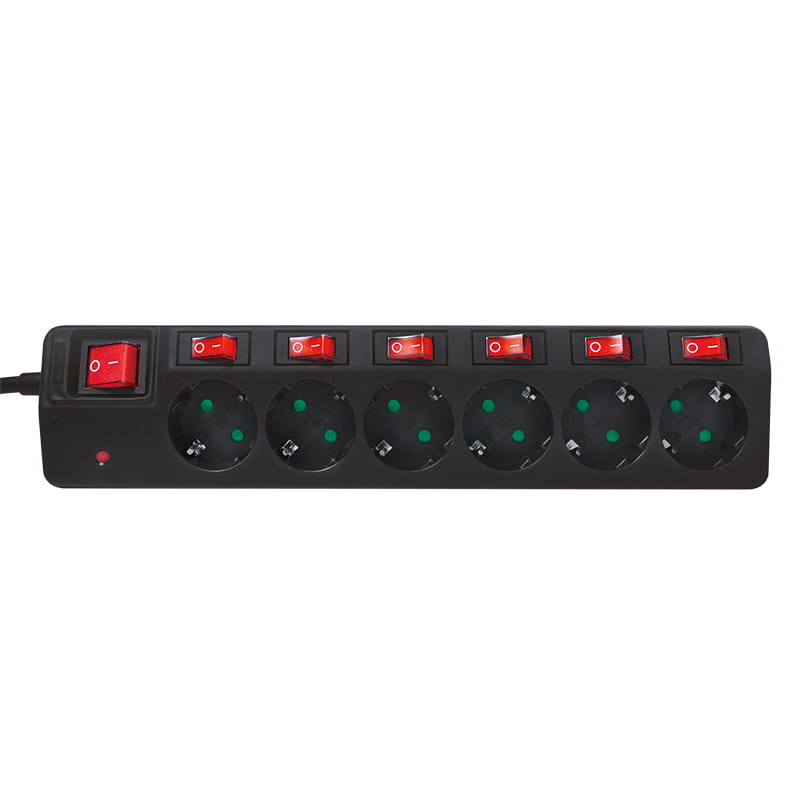 LogiLink Steckdosenleiste - Wechselstrom 250 V - 3680 Watt - Ausgangsanschlüsse: 6 (power CEE 7/3)