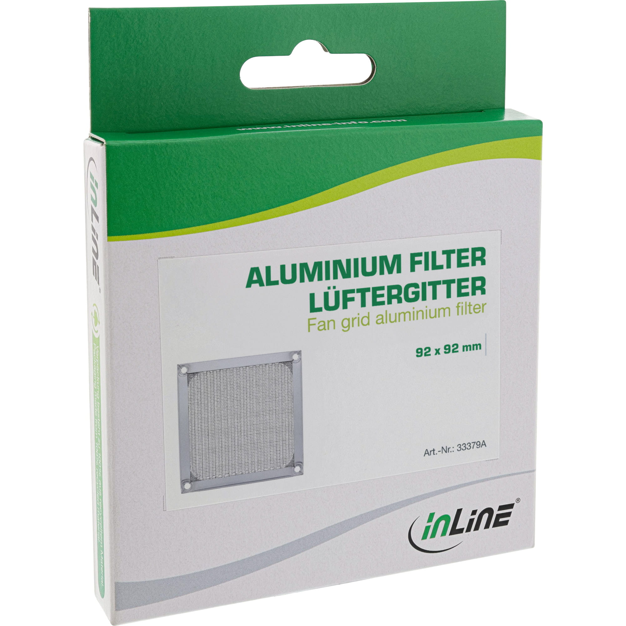 InLine Lüftergitter - Aluminium Filter - 92x92mm