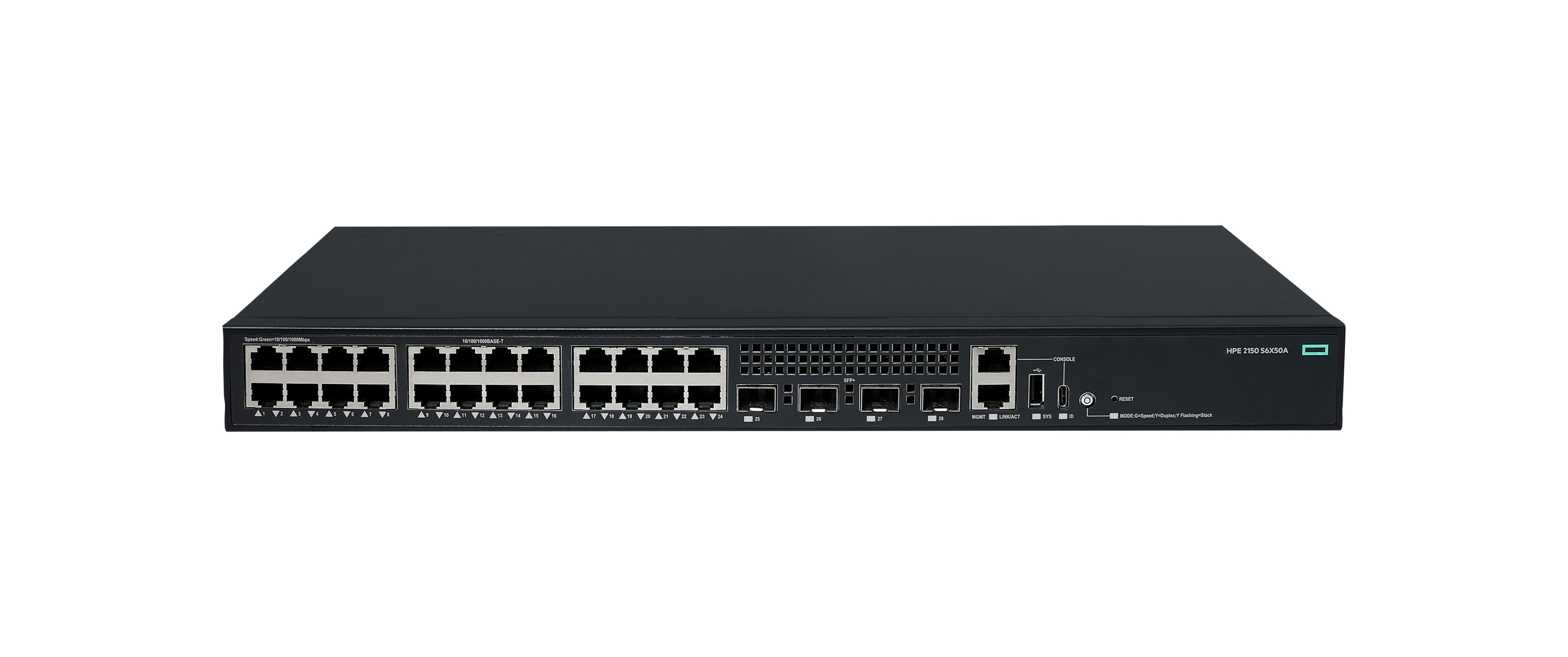 HPE Networking Comware 2150 24p 10M/100M/1G 4p SFP+ 1G/10G - Switch - L3 - managed - 24 x 10/100/1000Base-T + 4 x 1 Gigabit / 10 Gigabit SFP+ (Uplink / Stacking)