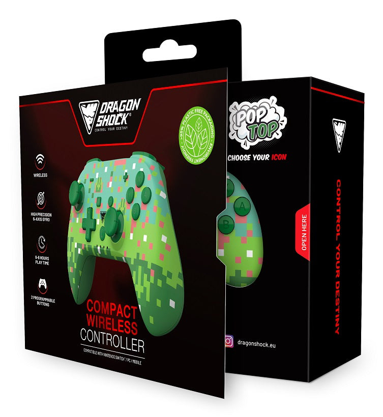 DragonShock PopTop, Gamepad, Nintendo Switch, PC, D-Pad, Home button, Turbo-Taste, Reset-Taste, Schaltfläche Start, Analog / Digital, Kabellos, Bluetooth