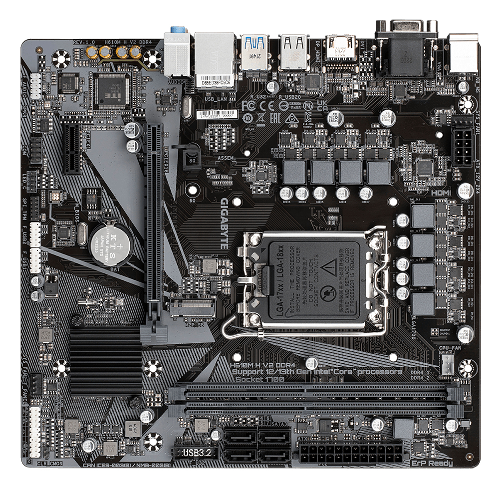 Gigabyte H610M H V2 DDR4 - 1.0 - Motherboard - micro ATX - LGA1700 Sockel - H610 Chipsatz - USB 3.2 Gen 1 - Gigabit LAN - Onboard-Grafik (CPU erforderlich)