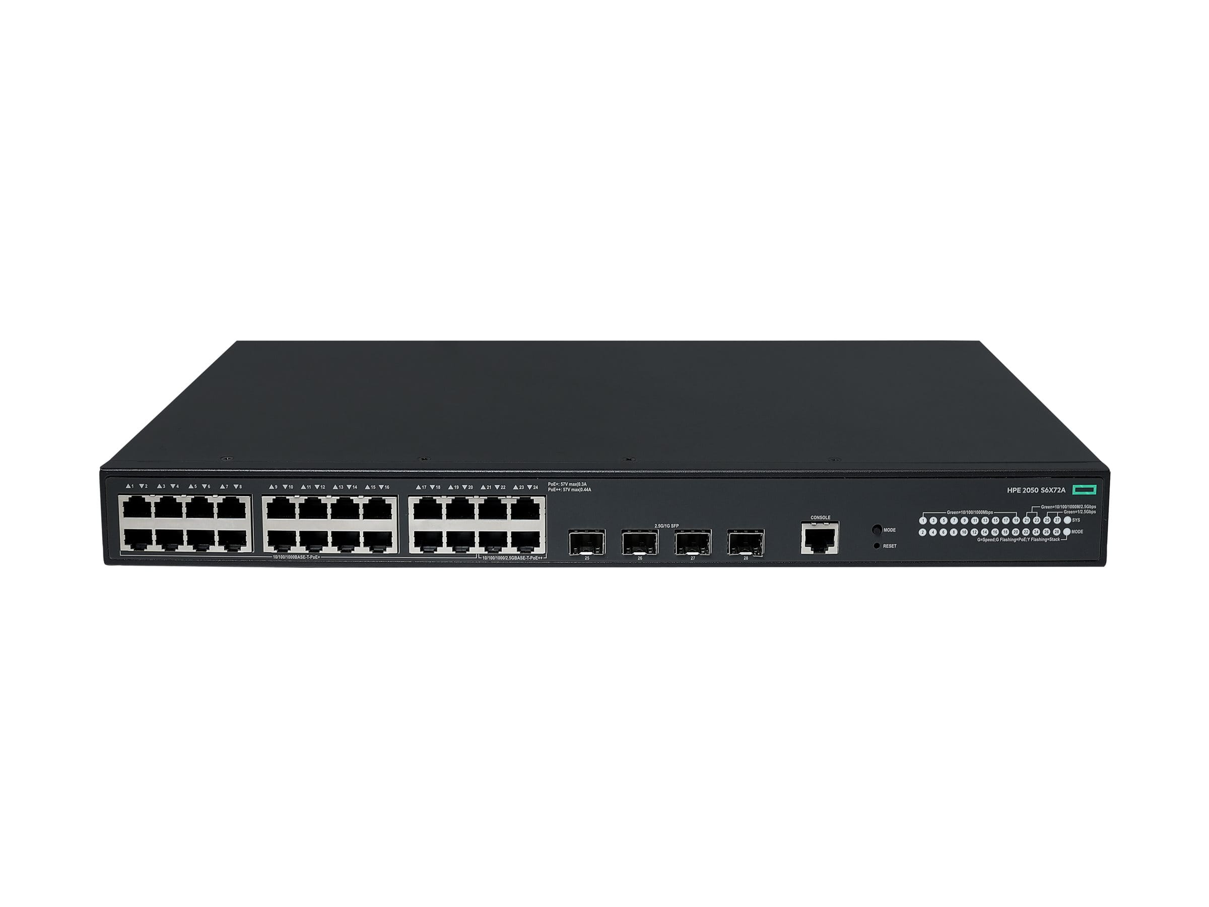 HPE Networking Comware 5050EI 20p 10/100/1000BT PoE+ 4p SmtRt 1/2.5GbE PoE++ 4p SFP 1G/2.5G - Switch - managed - 20 x 10/100/1000Base-T (PoE+)
