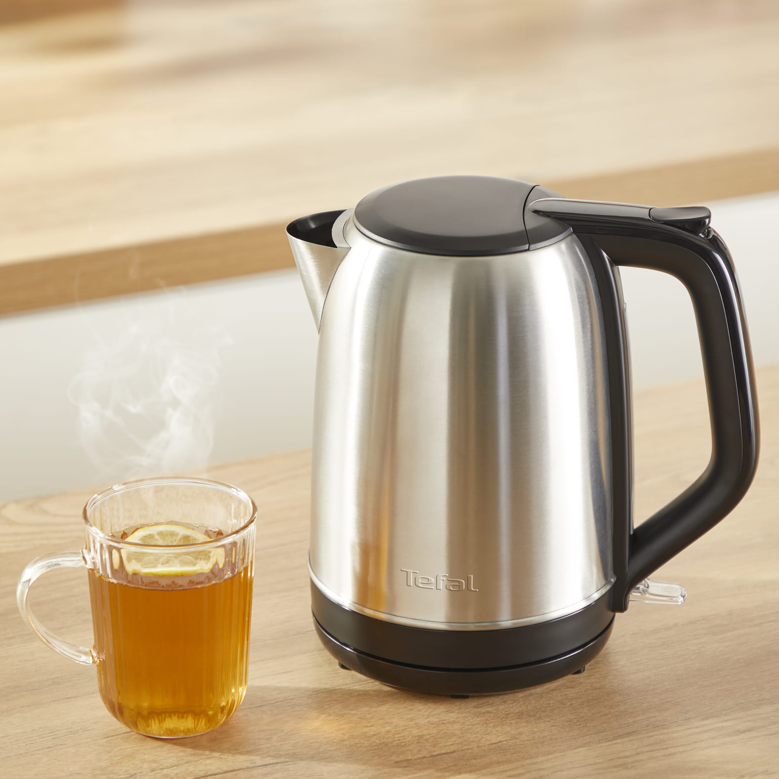 TEFAL Subito KO5S0DE0, 1,7 l, 2400 W, Schwarz, Edelstahl, Edelstahl, Regelbare Temperatur, Wasserstandsanzeige