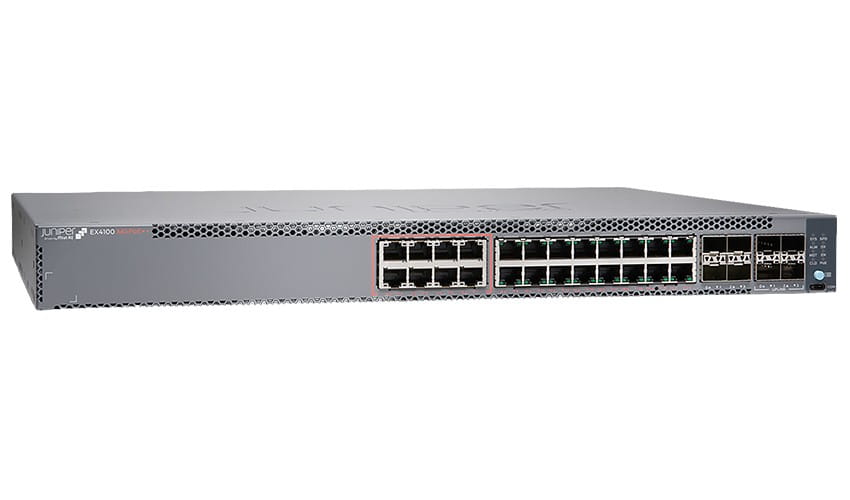 Juniper EX Series EX4100-24MP - Switch - L3 - managed - 8 x 100/1G/2.5G/5G/10GBase-T + 16 x 1Gb Ethernet + 4 x 1/10 Gigabit (Uplink)