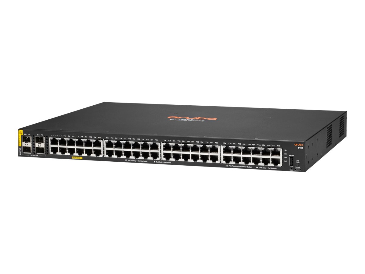 HPE Aruba Networking 6100 48G Class4 PoE 4SFP+ 370W Switch - Switch - managed - 48 x 10/100/1000 (PoE+)