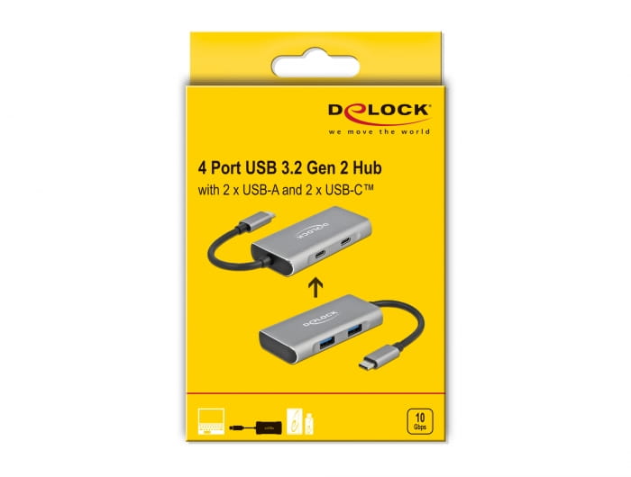 Delock Hub - 2 x USB 3.2 Gen 2 + 2 x USB-C