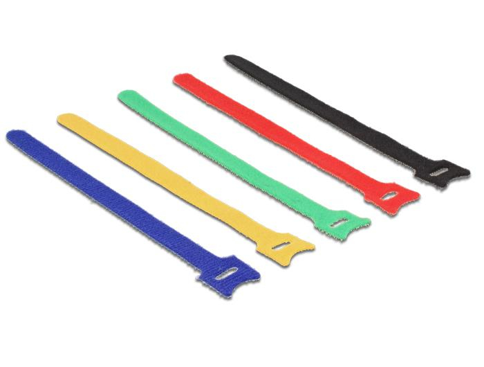 Delock farbig - Klettverschluss - 24 cm - Schwarz, Blau, Gelb, Rot, grün (Packung mit 10)