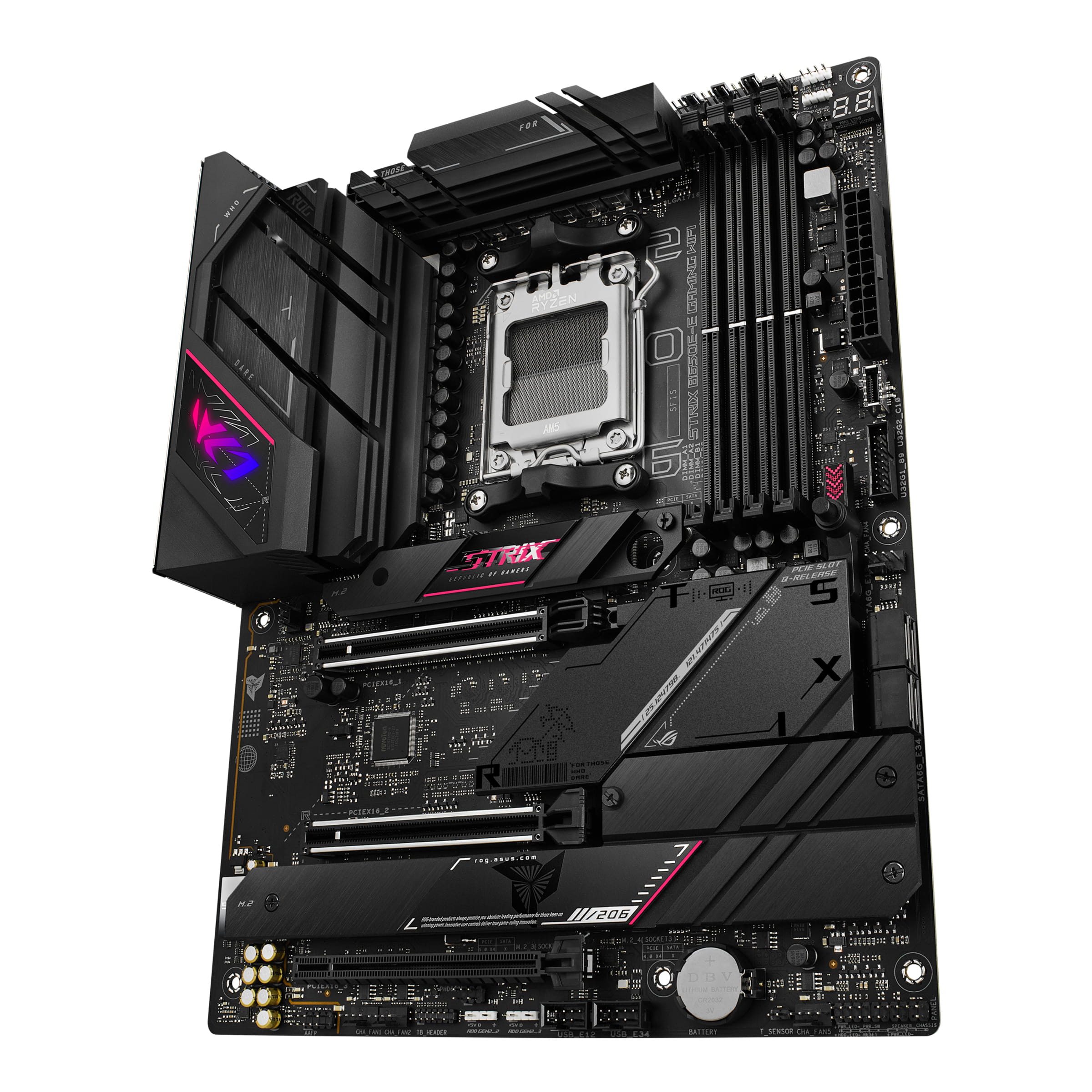ASUS ROG Strix B650E-E Gaming WiFi - Motherboard - ATX - Socket AM5 - AMD B650 Chipsatz - USB-C 3.2 Gen 2x2, USB-C 3.2 Gen2, USB 3.2 Gen 2, USB 3.2 Gen 1 - 2.5 Gigabit LAN, Wi-Fi 6, Bluetooth - Onboard-Grafik (CPU erforderlich)