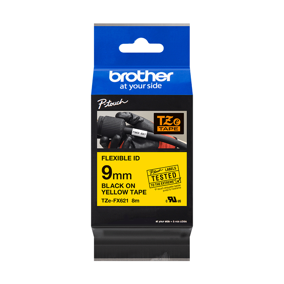 Brother TZe-FX621 - Schwarz auf Gelb - Rolle (0,9 cm x 8 m)