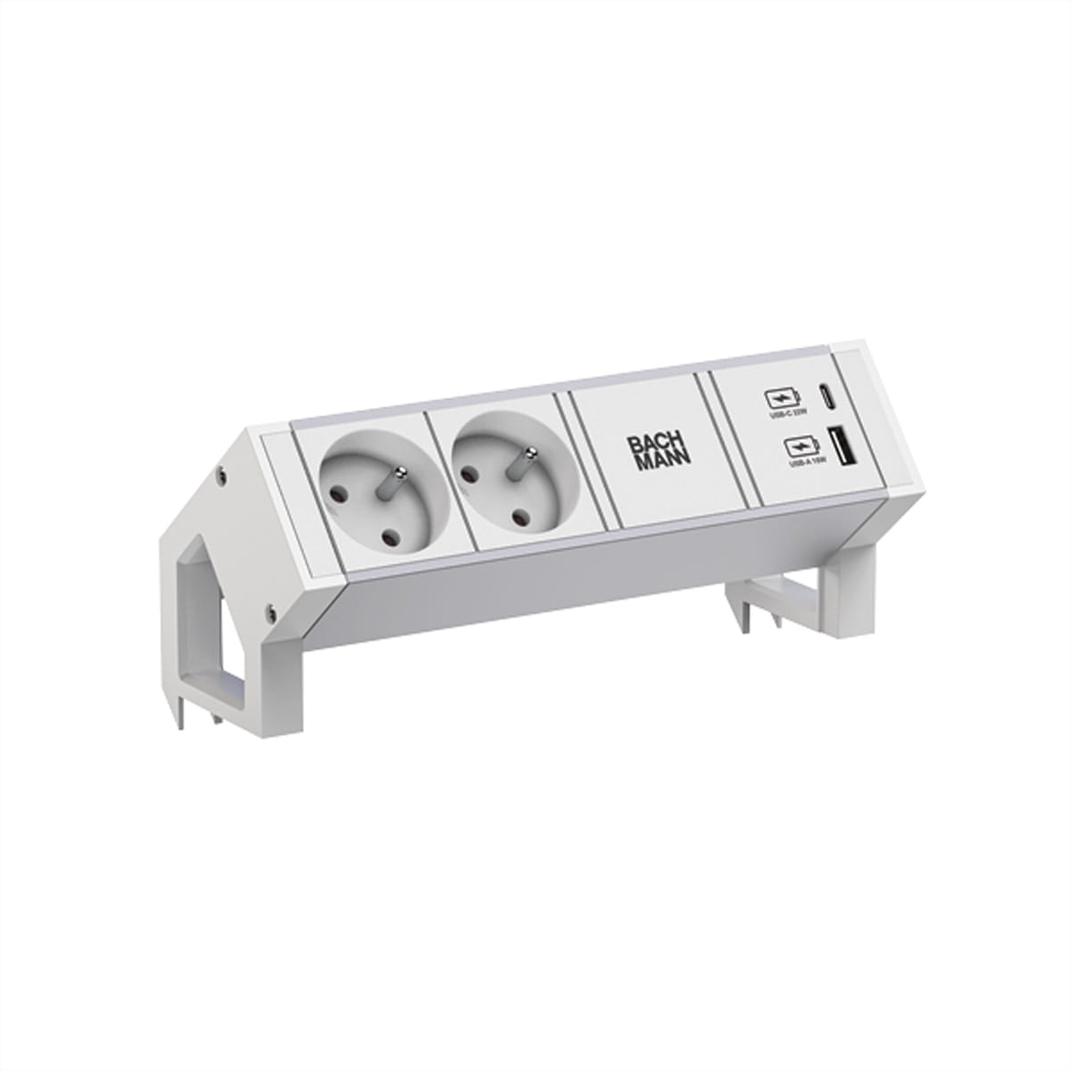 Bachmann DESK 2 ALU WHITE - Steckdosenleiste - AC - Eingabe, Eingang GST18 - Ausgangsanschlüsse: 2 (Typ E, USB, 24 pin USB-C)