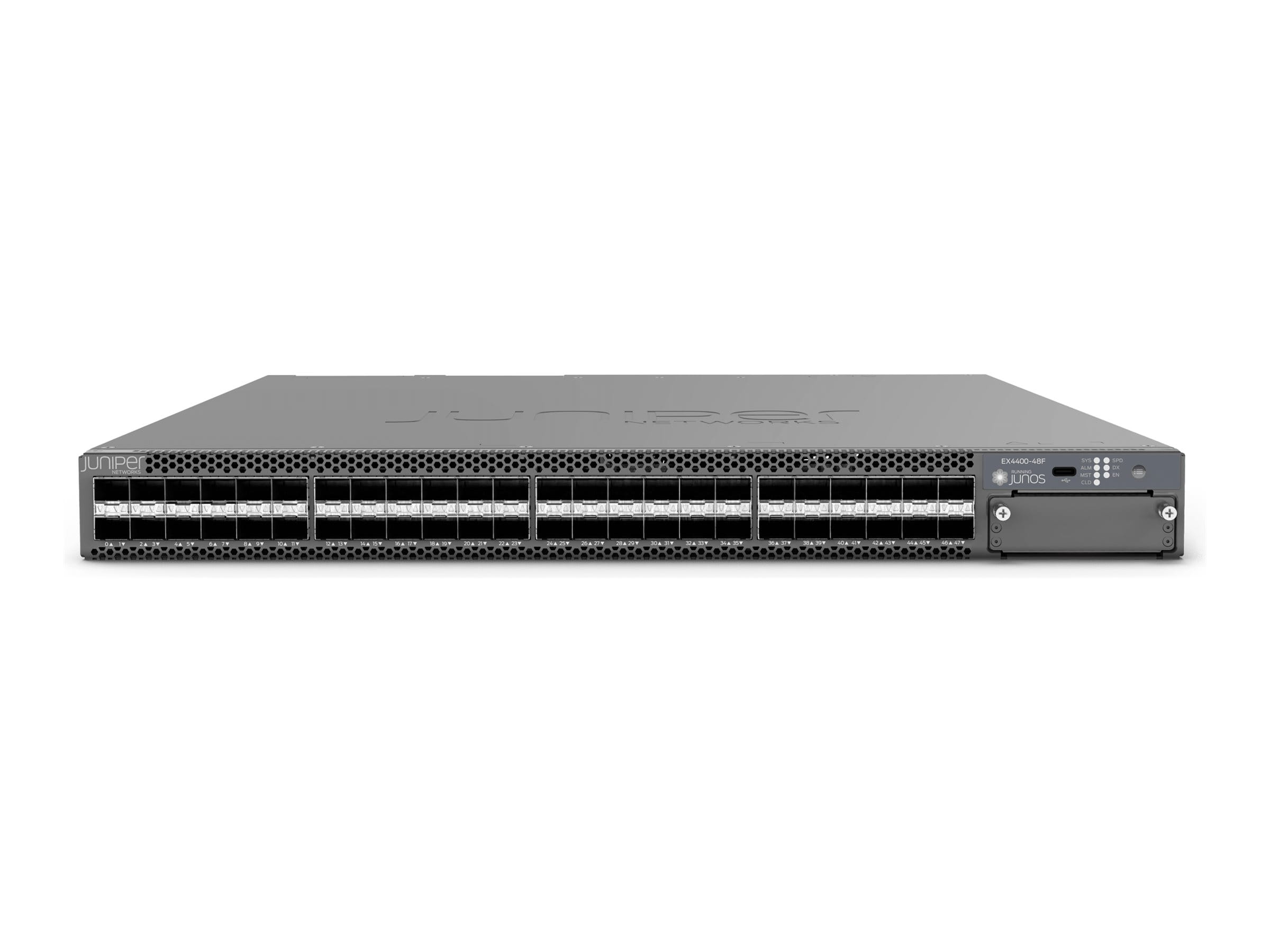 Juniper EX Series EX4400-48F - Switch - L3 - managed - 12 x 1/10GBase-SX + 36 x 100/1000Base-SX + 2 x 100 Gigabit (Stacking)