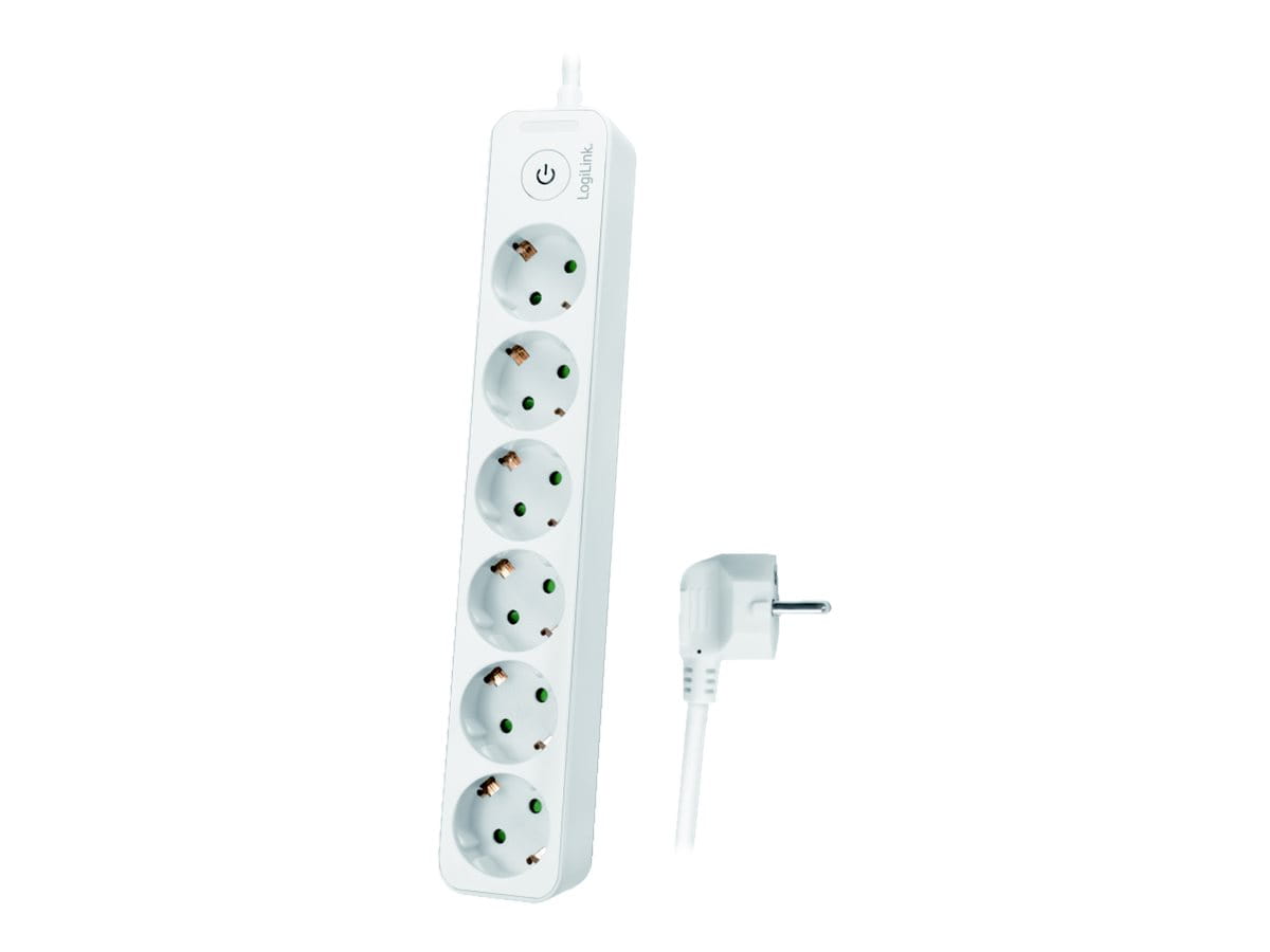LogiLink Steckdosenleiste - Wechselstrom 250 V - 3680 Watt - Eingabe, Eingang Stromversorgung - Ausgangsanschlüsse: 6 (6 x Leistungs-CEE 7/3)