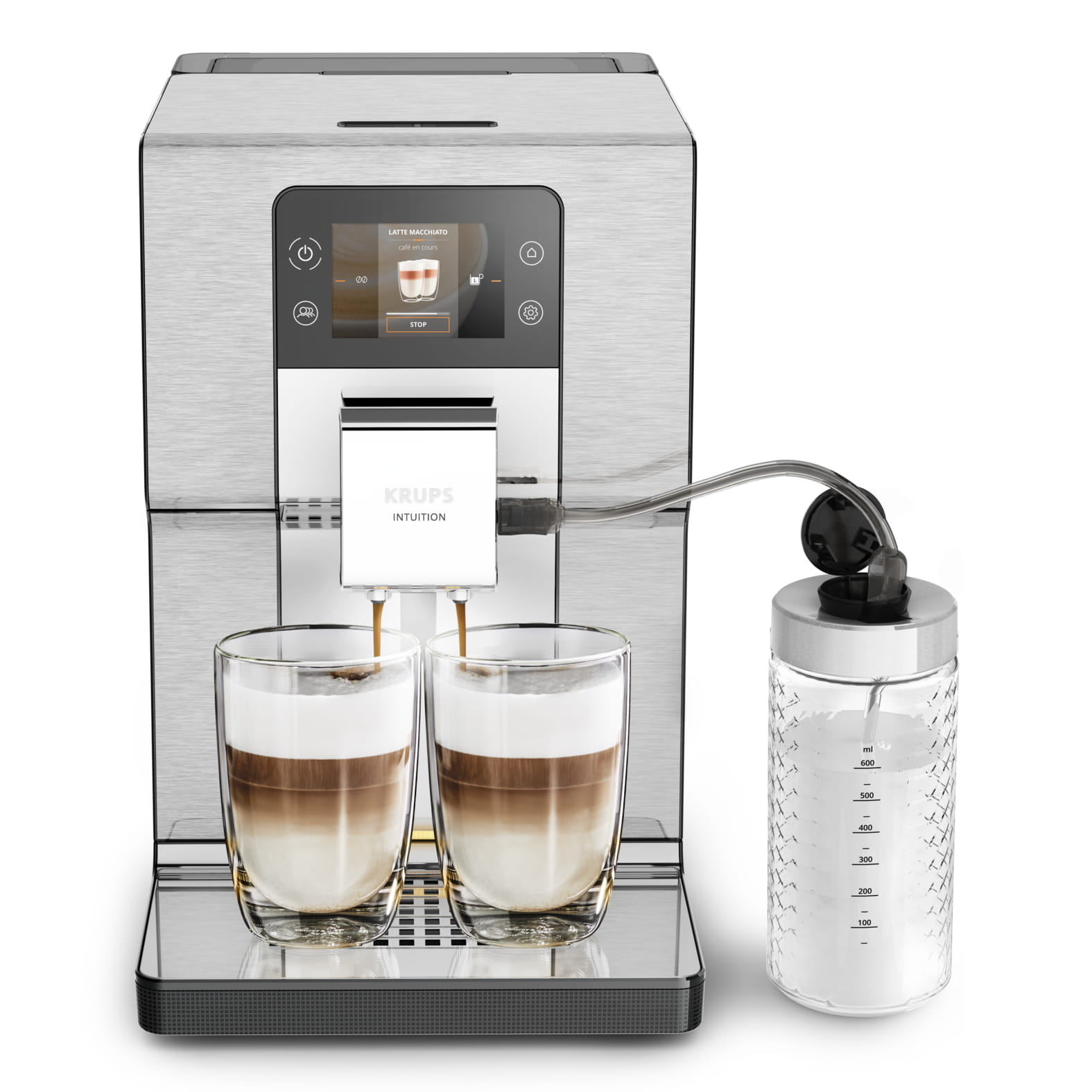 Krups Intuition Experience+ EA877D10, Espressomaschine, 3 l, Kaffeebohnen, Eingebautes Mahlwerk, 1550 W, Schwarz, Gebürsteter Stahl