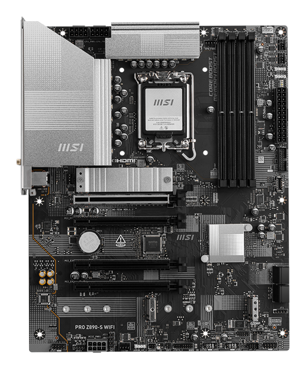 MSI PRO Z890-S WIFI - Motherboard - ATX - LGA1851 Sockel - Z890 Chipsatz - USB-C 3.2 Gen 2x2, USB 3.2 Gen 1 - 2.5 Gigabit LAN, Wi-Fi 7, Bluetooth - Onboard-Grafik (CPU erforderlich)