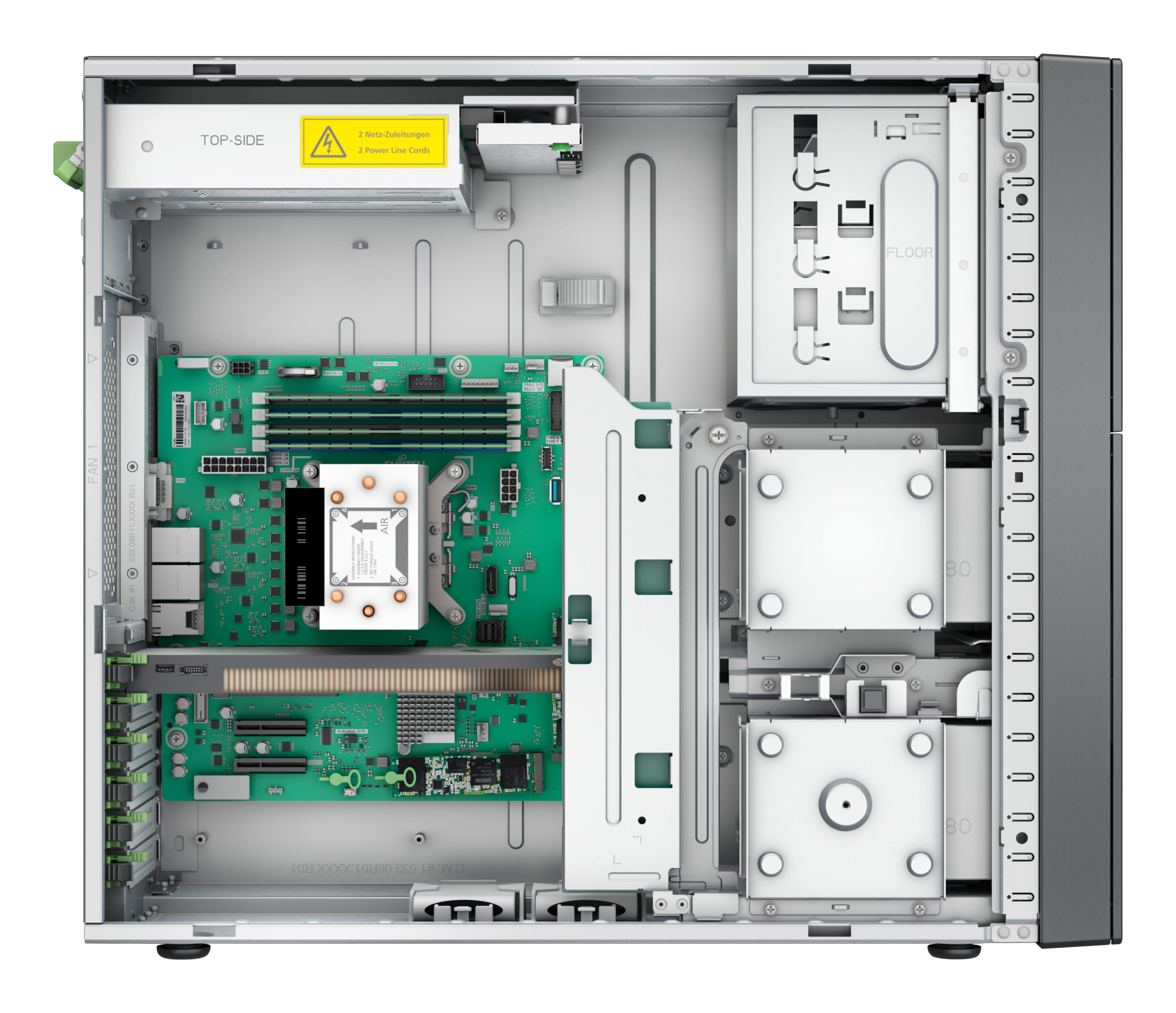 Fsas Technologies Fujitsu PRIMERGY TX1330 M6 - Server - UCFF - 1 x Xeon E-2488 / 3.2 GHz - RAM 32 GB - SATA/SAS - Hot-Swap 6.4 cm (2.5")