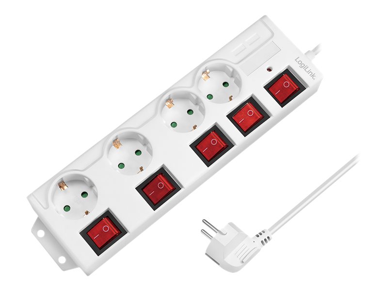 LogiLink Steckdosenleiste - Wechselstrom 250 V - 3680 Watt - Ausgangsanschlüsse: 4 (4 x CEE 7/3)