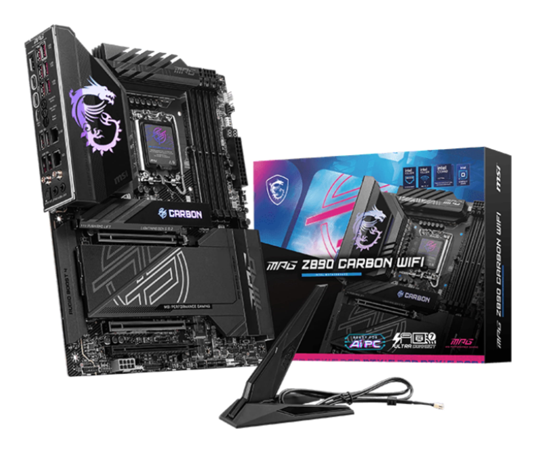 MSI MPG Z890 Carbon WiFi - Motherboard - ATX - LGA1851 Sockel - Z890 Chipsatz - USB 3.2 Gen 1, USB-C 3.2 Gen 2x2 - 2.5 Gigabit LAN, 5 Gigabit Ethernet, Wi-Fi 7, Bluetooth - Onboard-Grafik (CPU erforderlich)