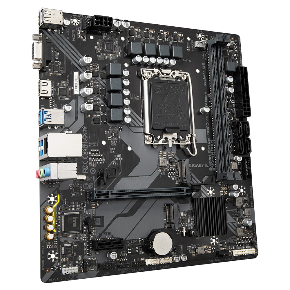 Gigabyte B760M H DDR4 - 1.0 - Motherboard - micro ATX - LGA1700 Sockel - B760 Chipsatz - USB 3.2 Gen 1 - Gigabit LAN - Onboard-Grafik (CPU erforderlich)