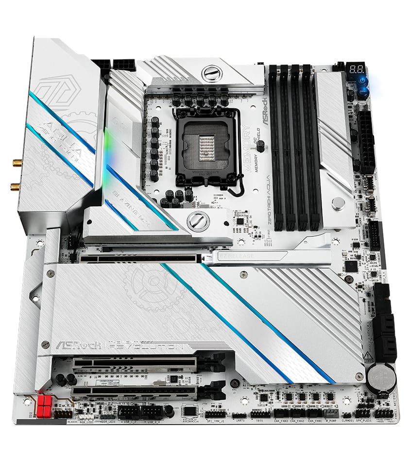 ASRock Z890 TAICHI AQUA - Motherboard - E-ATX - LGA1851-Sockel - Z890 Chipsatz - USB4, USB-C 3.2 Gen2, USB-C 3.2 Gen 1 - Bluetooth, Wi-Fi 7, 2.5 Gigabit LAN - Onboard-Grafik (CPU erforderlich)