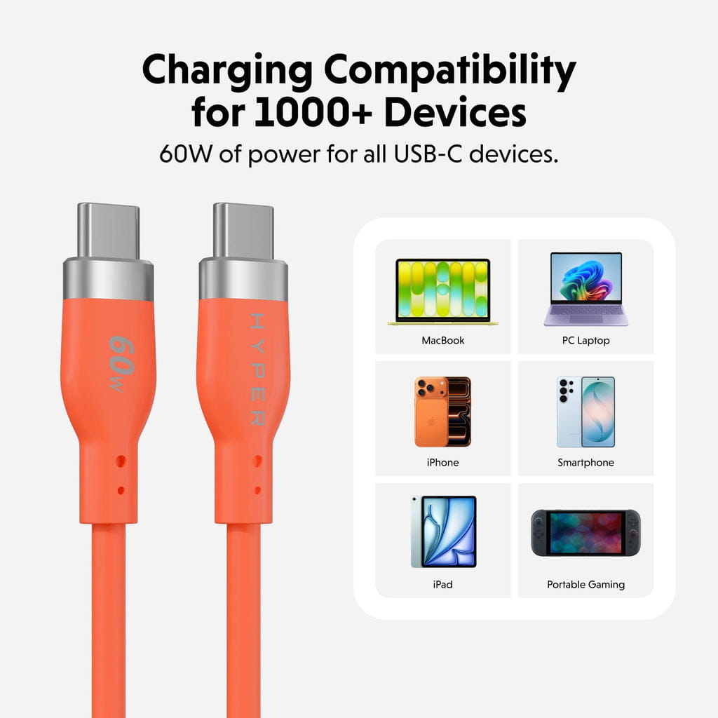 Targus HyperJuice Flex, 1,5 m, USB C, USB C, USB 2.0, 0,48 Gbit/s, Orange
