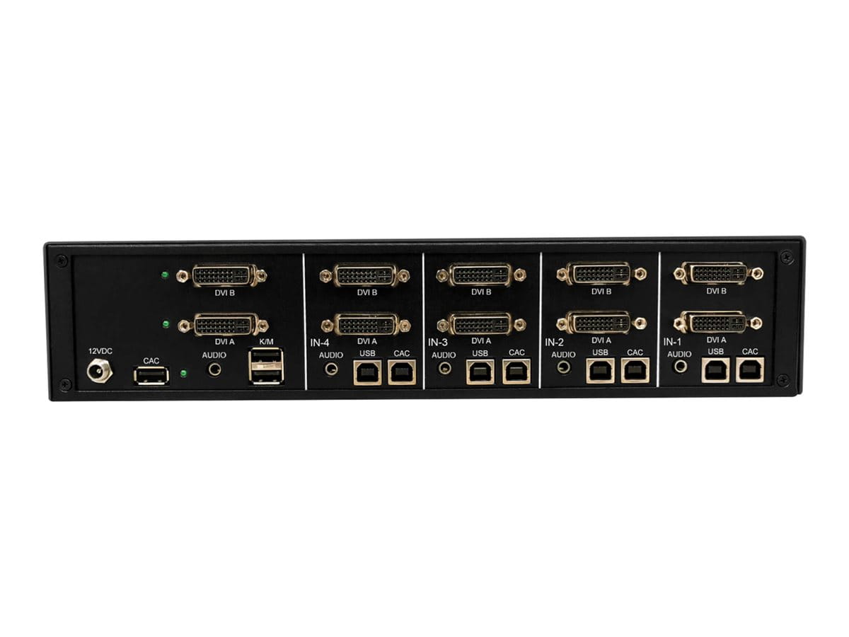 Tripp Secure KVM Switch, 4-Port, Dual Head, DVI to DVI, NIAP PP4.0, Audio, CAC, TAA